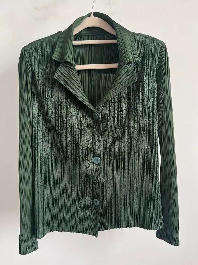 Issey Miyake issey miyake size:3 Green pleated coat Size XXS / US 00 / IT 34 - 1 Thumbnail