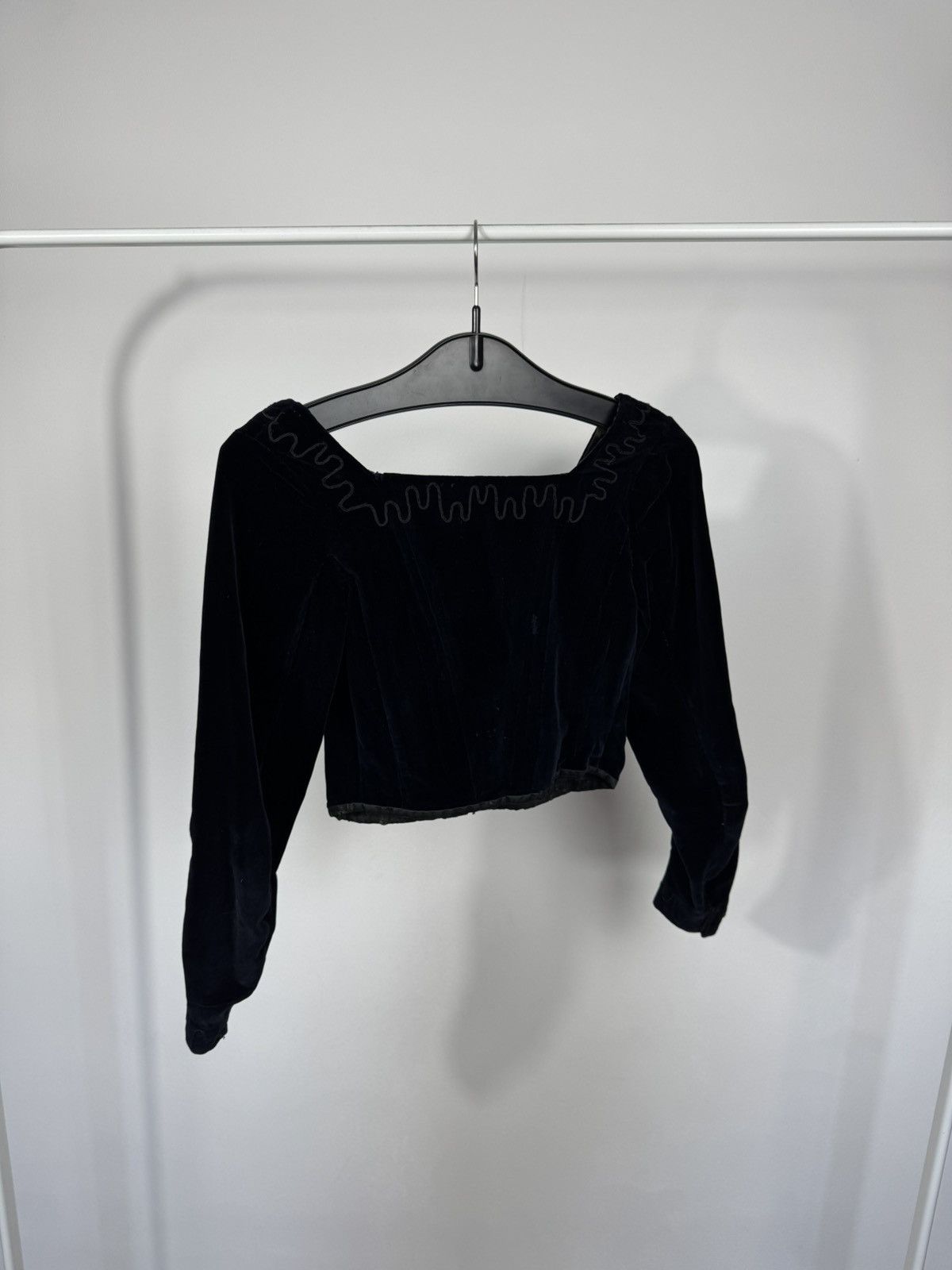 Other Antique Vintage Victorian Black Velvet Corset Blouse Top Size XS / US 0-2 / IT 36-38 - 14 Thumbnail