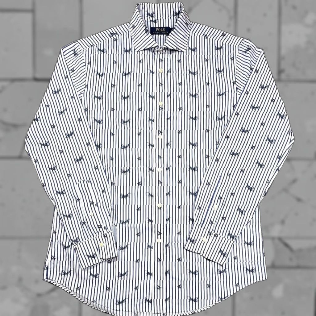 Polo Ralph Lauren Polo Ralph Lauren Shirt M Men Blue White Striped Button-Up Long Sleeve Size US M / EU 48-50 / 2 - 1 Thumbnail