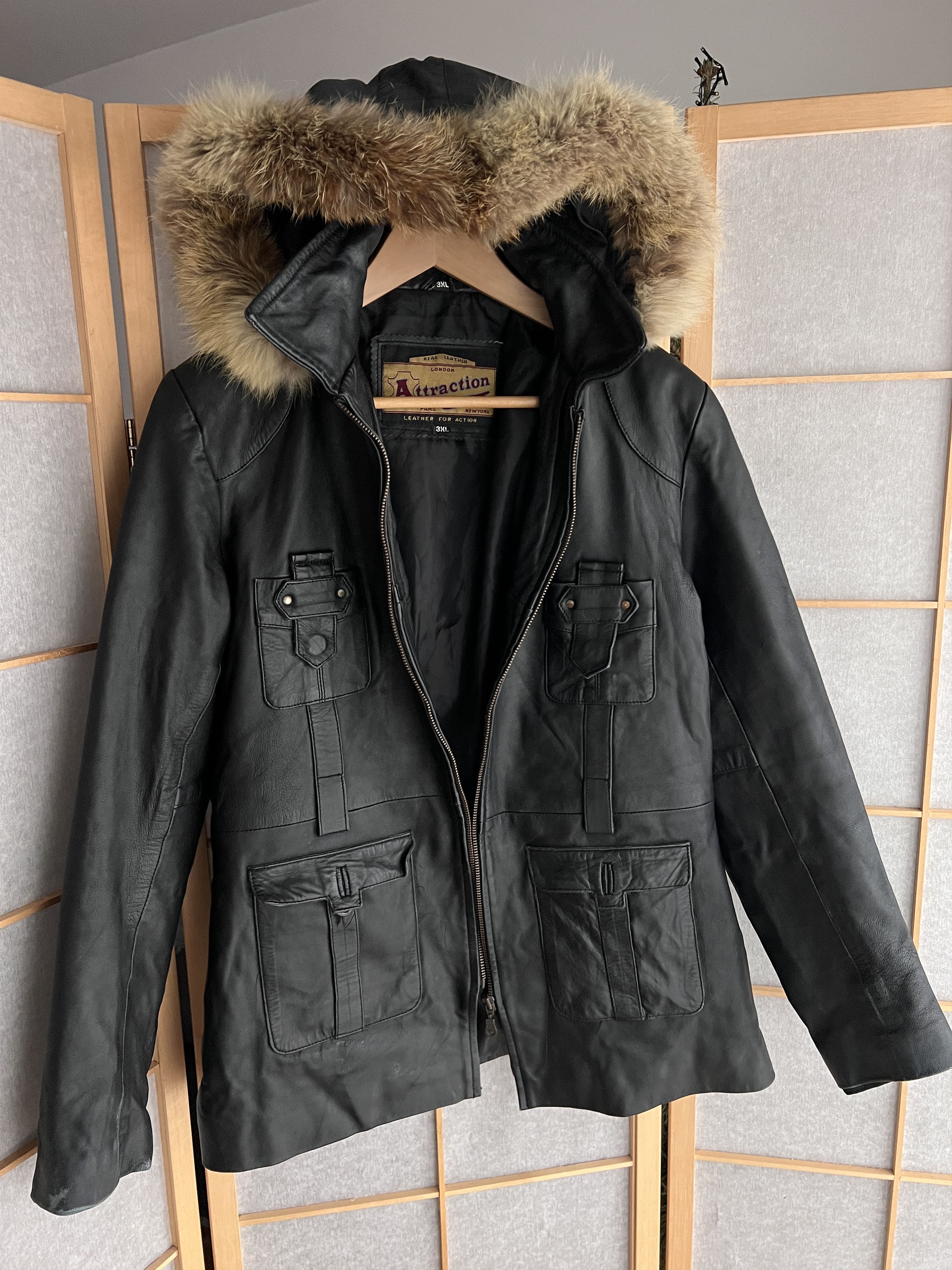 If Six Was Nine Avant garde VTG 00s real leather fur hood jacket y2k hype Size M / US 6-8 / IT 42-44 - 11 Thumbnail