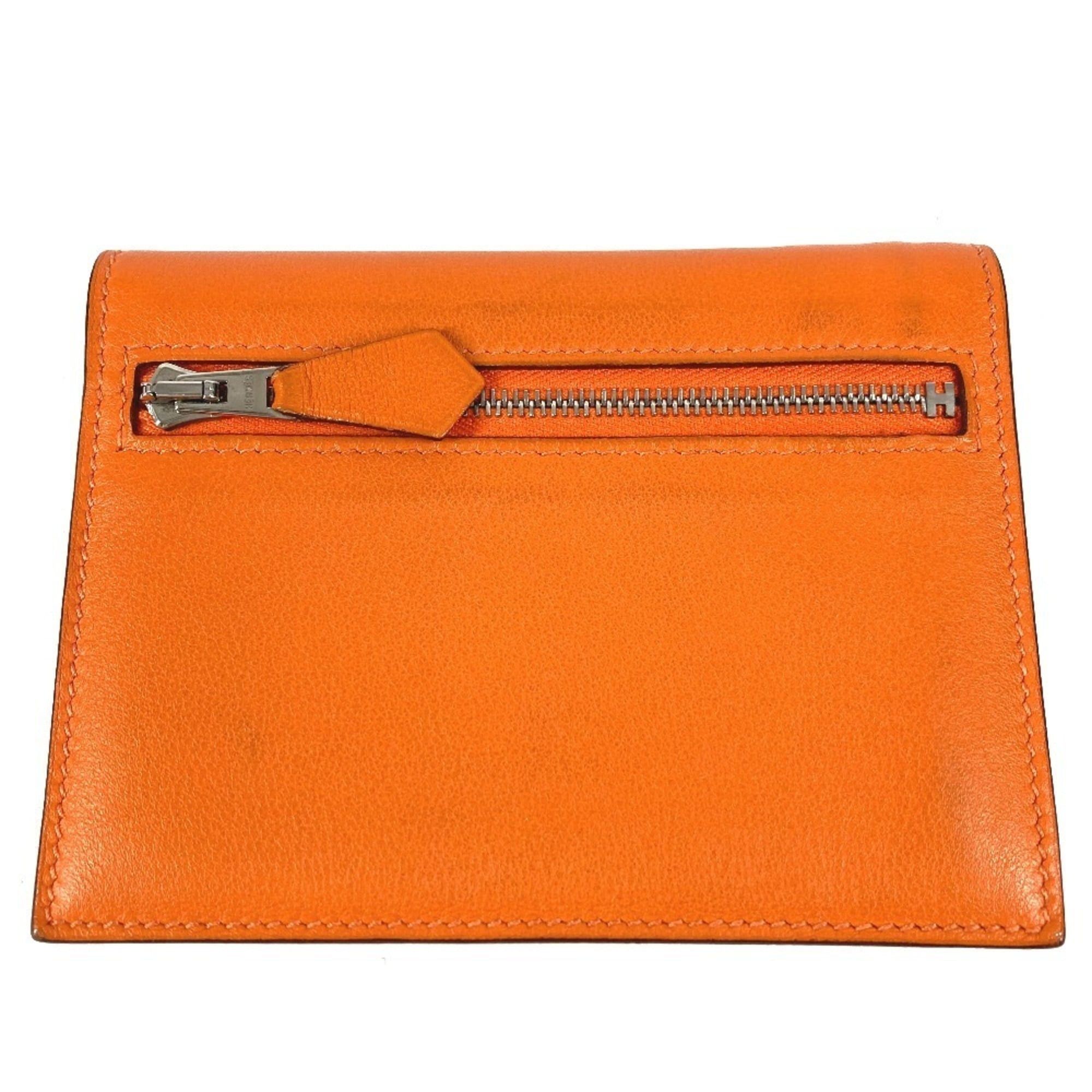 Hermes HERMES Zip Zap Compact Wallet, Bifold Swift, Men's and Women's, Orange Size ONE SIZE - 1 Thumbnail