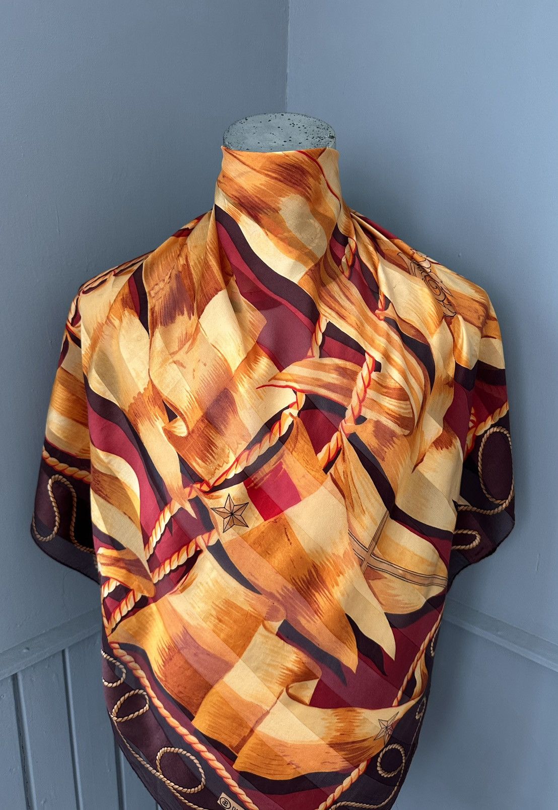 Paolo Gucci Vintage Paolo Gucci Silk Nautical Rope Flag Scarf Size ONE SIZE - 4 Thumbnail