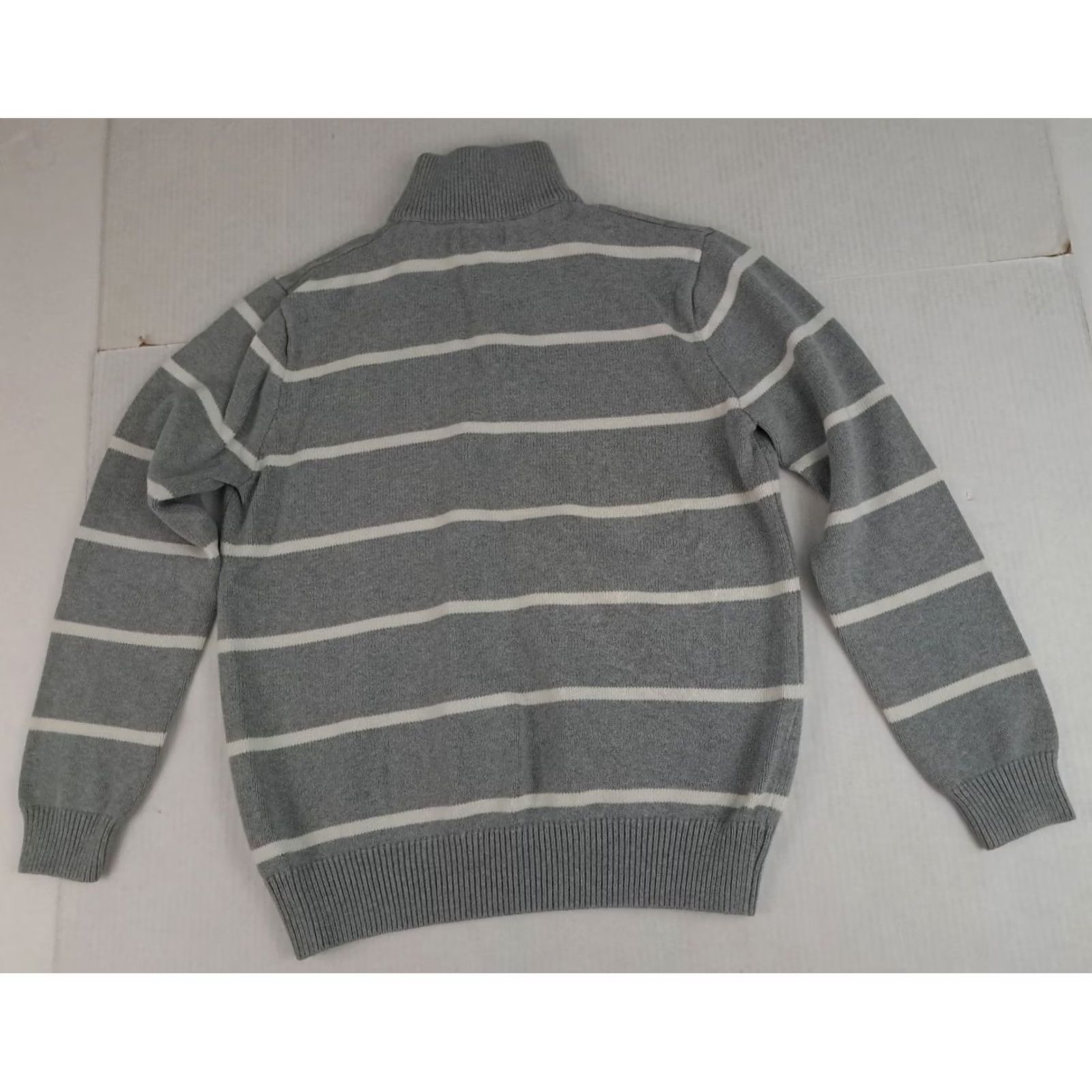 Ralph Lauren VINTAGE Ralph Lauren Jeans Company 1/4 Zip Polo Sweater Grey Striped Knit Long Sleeve Mens M Regular Pullover Size US M / EU 48-50 / 2 - 7 Thumbnail