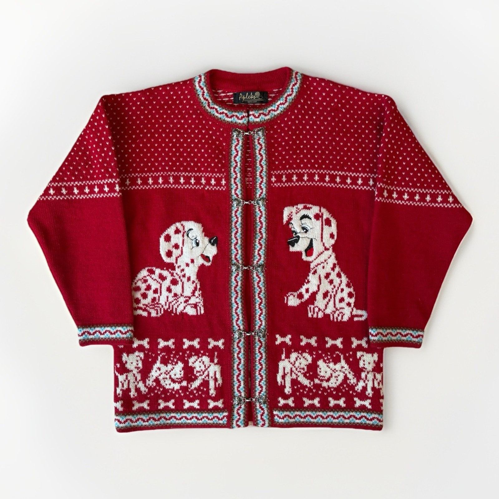 Vintage Vintage Dalmatians Cardigan Women's Small Red Wool Nordic Size S / US 4 / IT 40 - 1 Thumbnail
