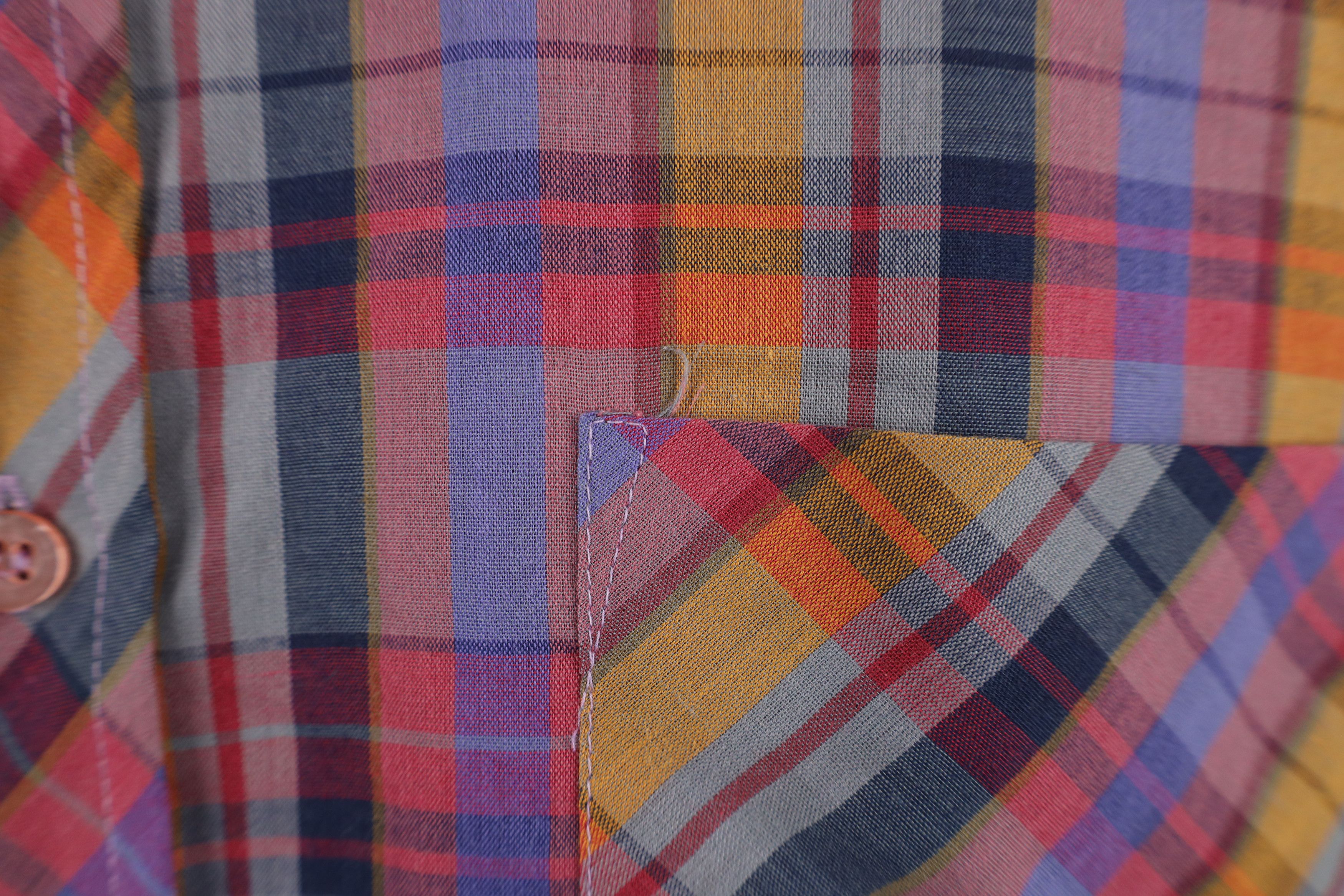 Vintage Vintage 70s Streetwear Rainbow Madras Plaid Button Shirt Size US L / EU 52-54 / 3 - 4 Thumbnail