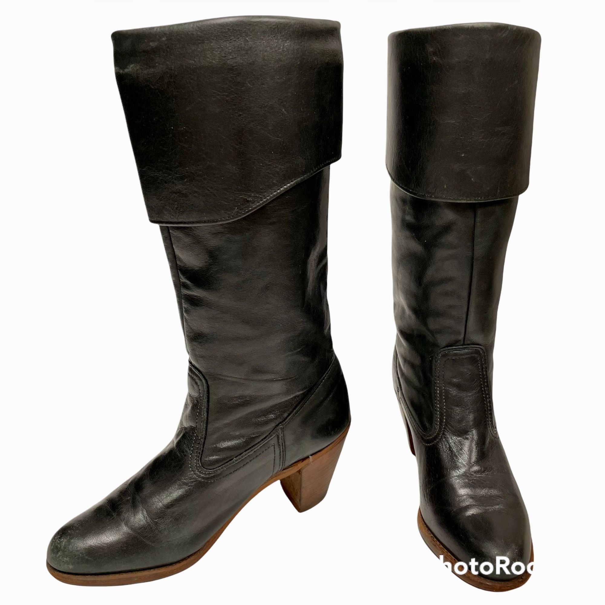 Other Vtg Dexter BLACK Leather BoHo Hippie CAMPUS Urban Boots Size US 7 / IT 37 - 2 Thumbnail