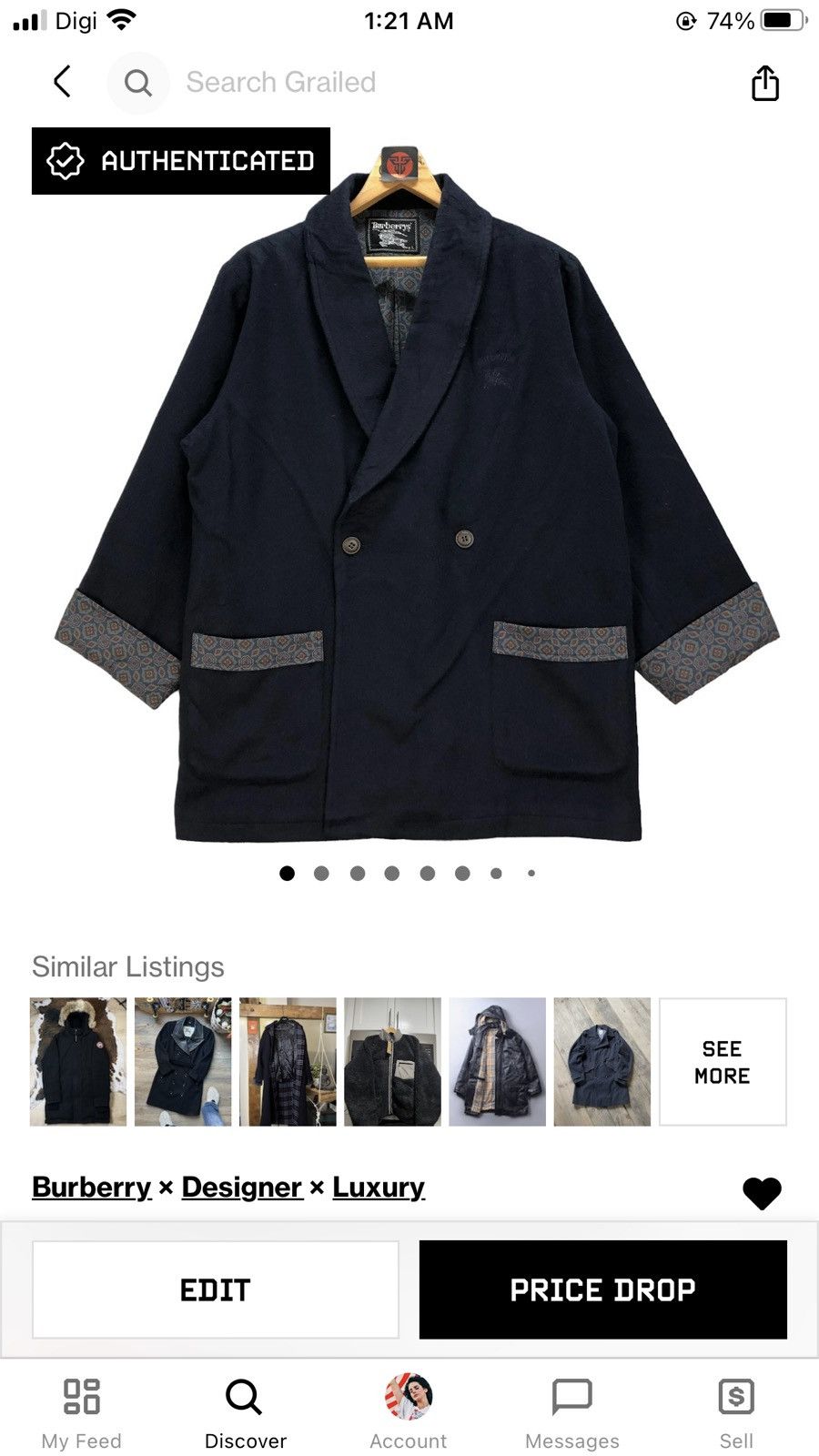 Burberry VINTAGE BURBERRYS EMBROIDERY LOGO WOOL COAT #6823-92 Size US L / EU 52-54 / 3 - 12 Thumbnail