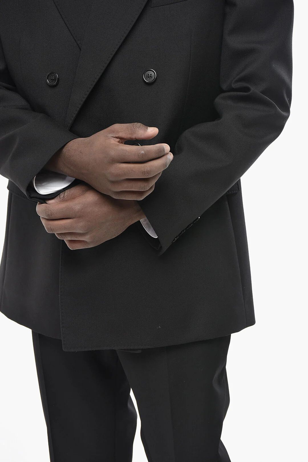 Saint Laurent Paris og1mm0426 Double-Breasted Wool Jacket in Black Size US M / EU 48-50 / 2 - 3 Thumbnail