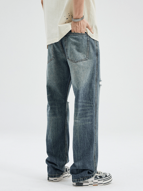 Japanese Brand × Jean Trendy flared gradient washed loose ripped jeans Size US 32 / EU 48 - 3 Thumbnail
