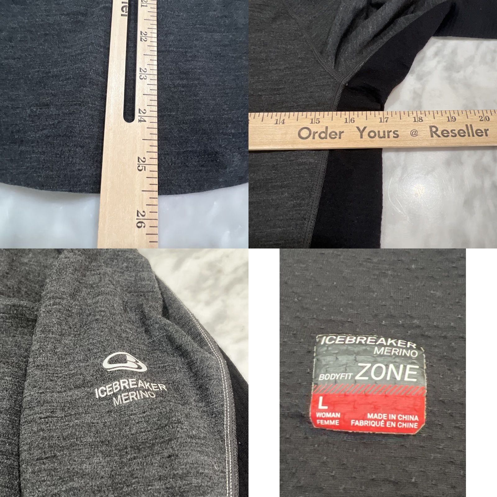 Icebreaker Icebreaker Merino Body Fit Quarter Zip Shirt Women Large Gray Black Long Sleeve Size L / US 10 / IT 46 - 9 Thumbnail