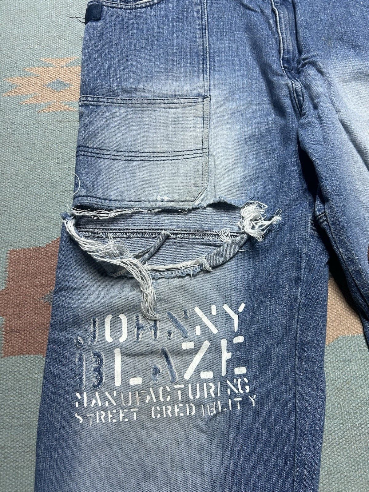 Vintage y2k baggy jeans Johnny blaze distressed wide patched 38x32 Size US 38 / EU 54 - 4 Thumbnail