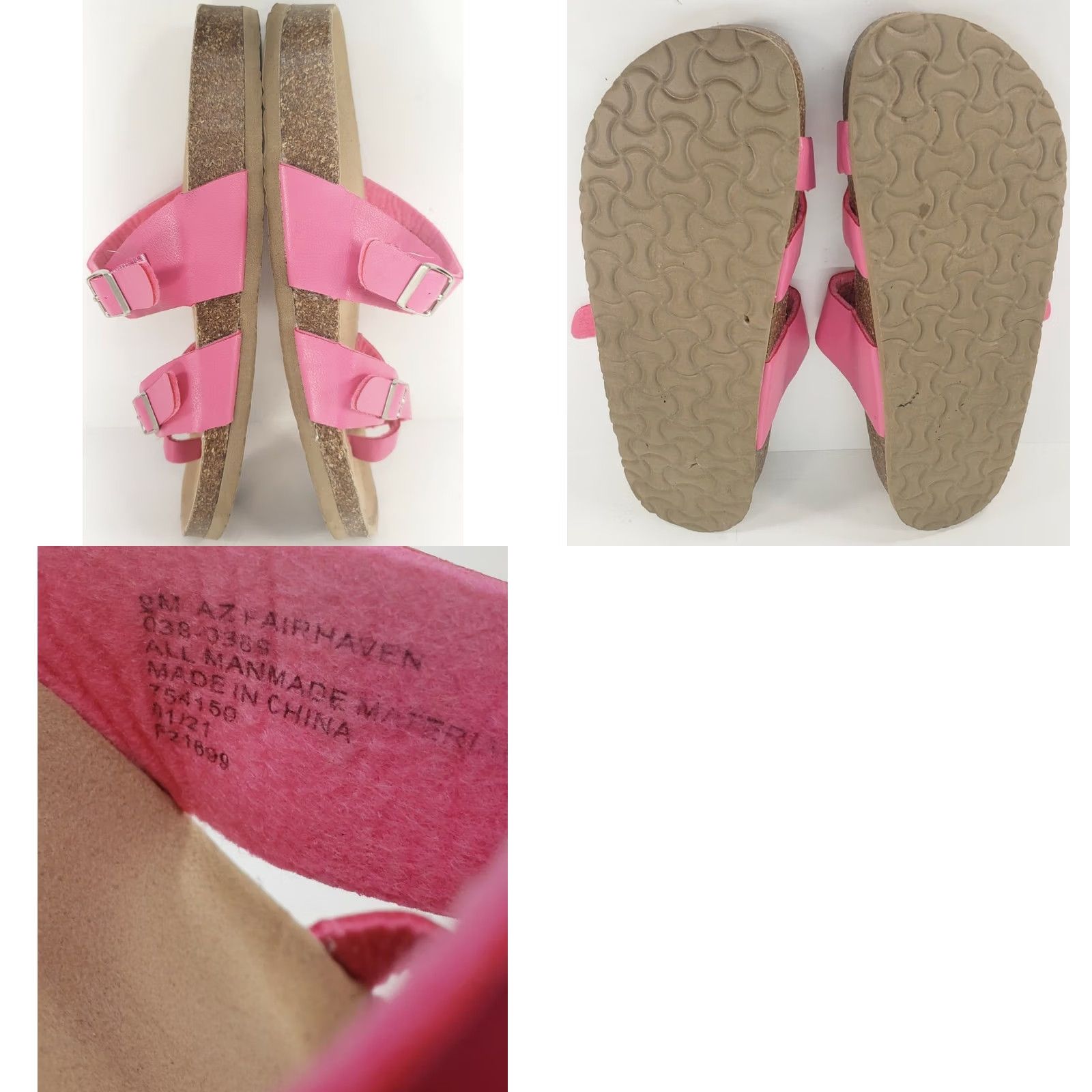 Vintage Arizona Jeans Co. Womens 9M Pink Fairhaven Slip On Footbed Sandals Cork Shoes Size 30" / US 8 / IT 44 - 8 Thumbnail