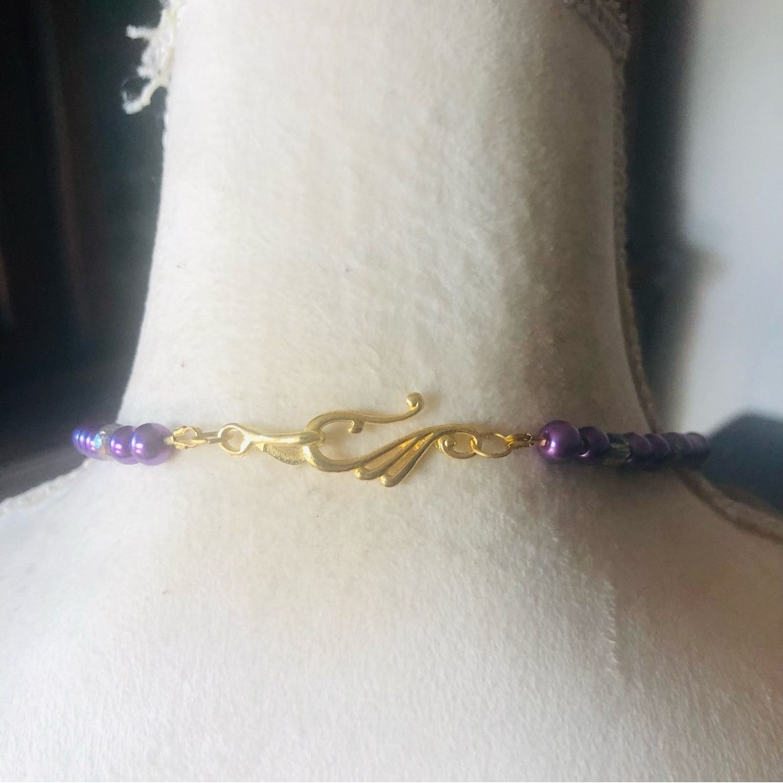 Handmade Handcrafted repurpose kyanite and amethyst Pearl necklace Size ONE SIZE - 8 Thumbnail