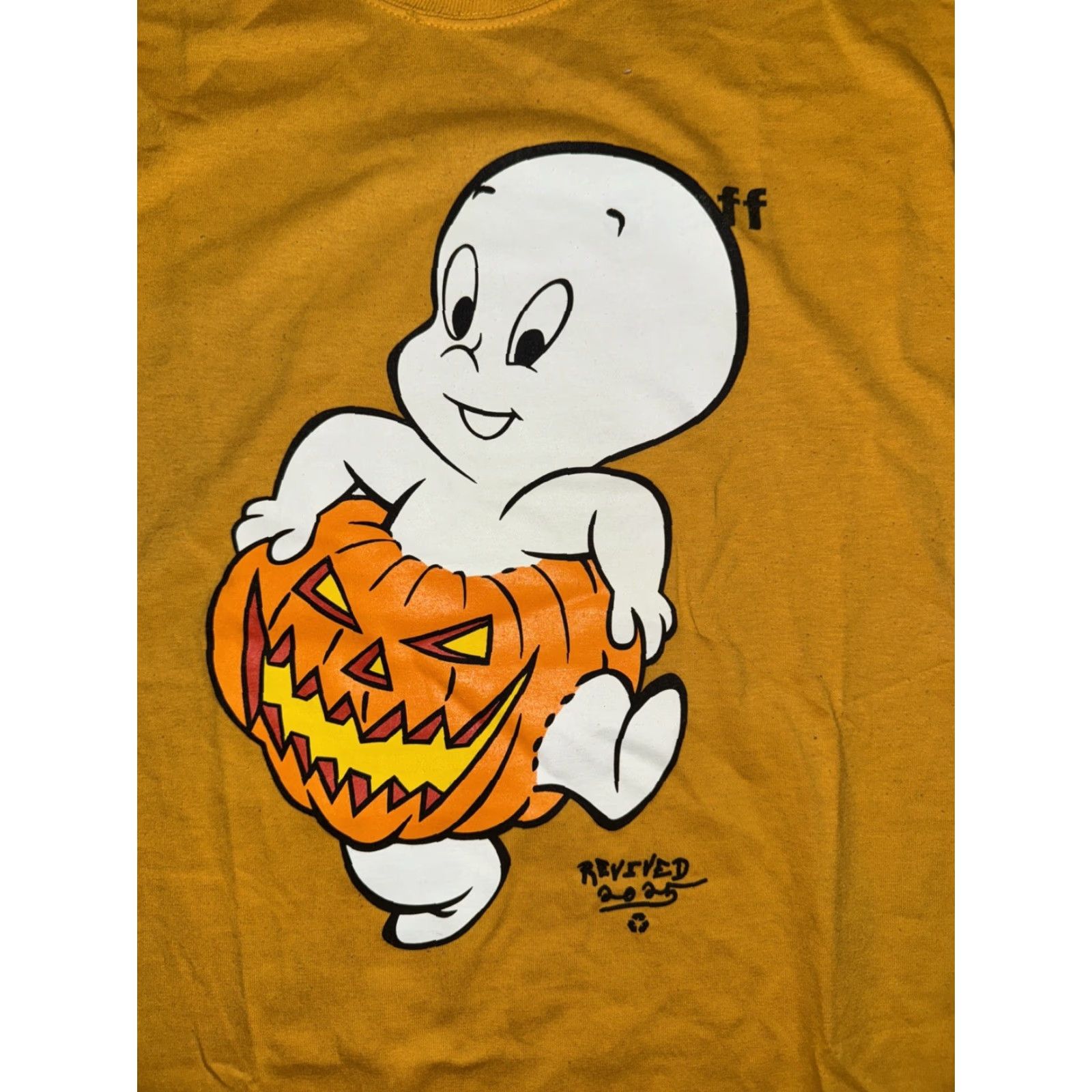 Vintage VINTAGE Asspizza x Casper Revive T-Shirt Yellow Large 21x27 Graphic Streetwear Tee Size US L / EU 52-54 / 3 - 2 Thumbnail