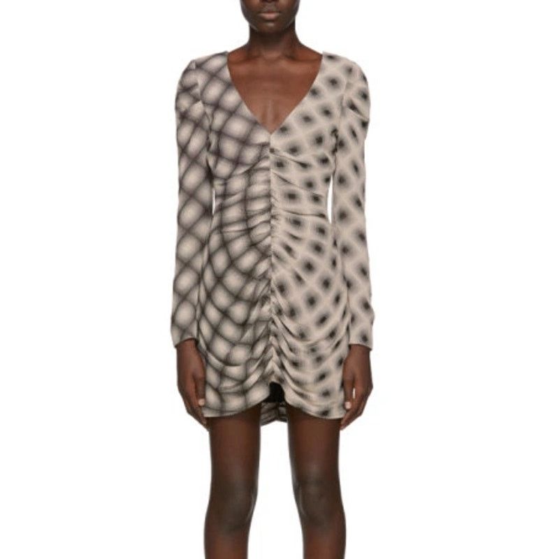 Eckhaus Latta Eckhaus Latta Beige and Black Ripple Dress A/W 19 Women's 2 Size XS / US 0-2 / IT 36-38 - 10 Thumbnail