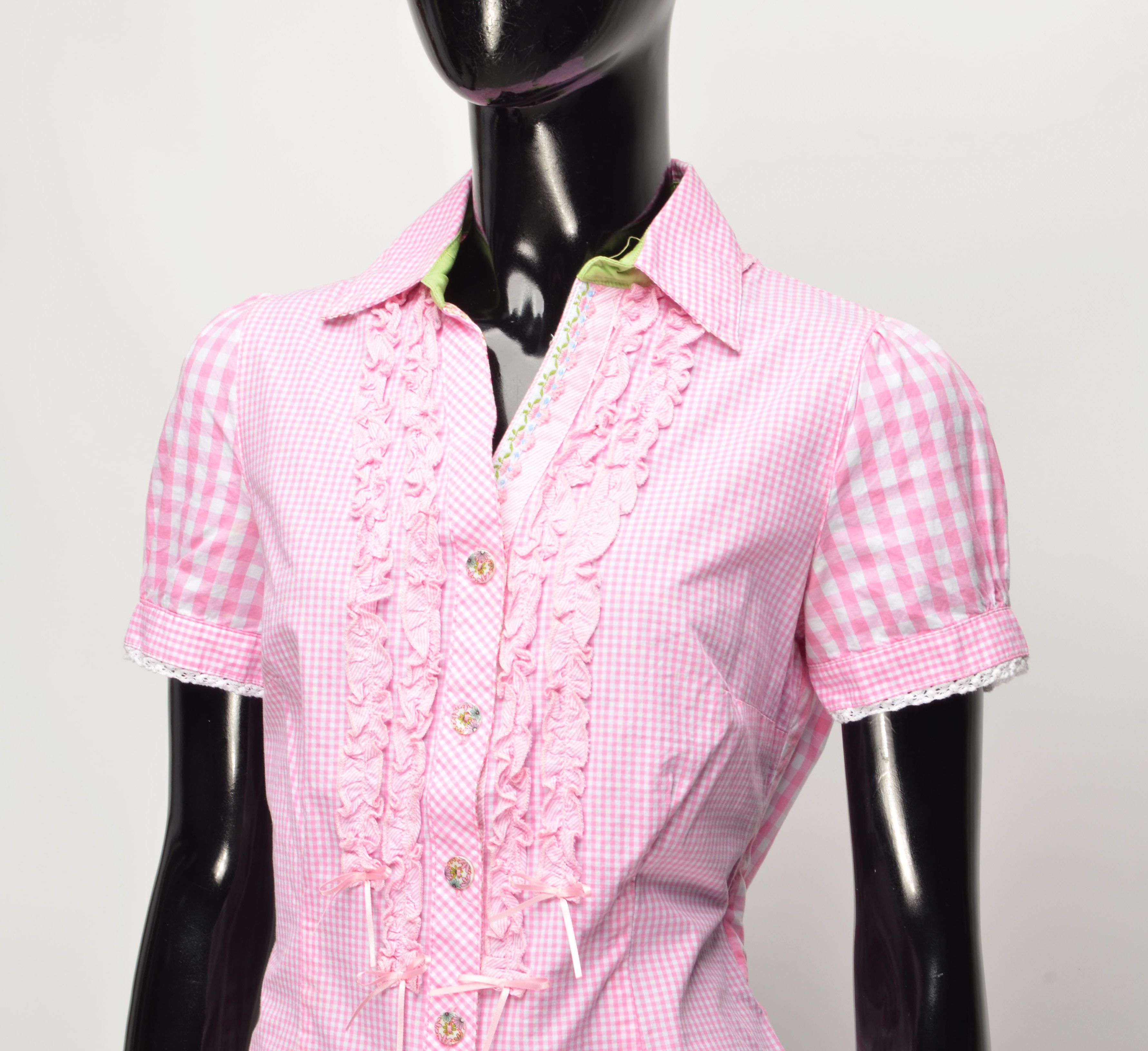 Vintage Kruger Y2K Checkered Baby Doll Austrian Cottagecore Shirt Size S / US 4 / IT 40 - 2 Thumbnail