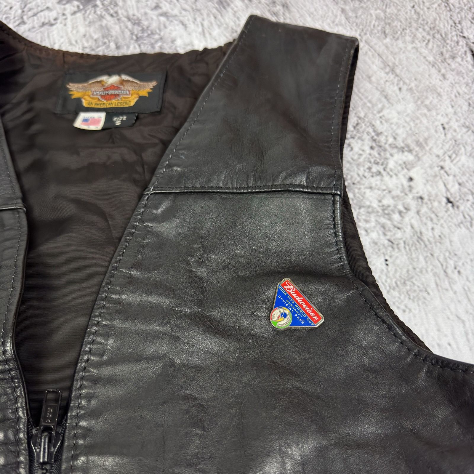 Harley Davidson Harley-Davidson Black Leather Full Zip Biker Vest S Size US S / EU 44-46 / 1 - 9 Thumbnail