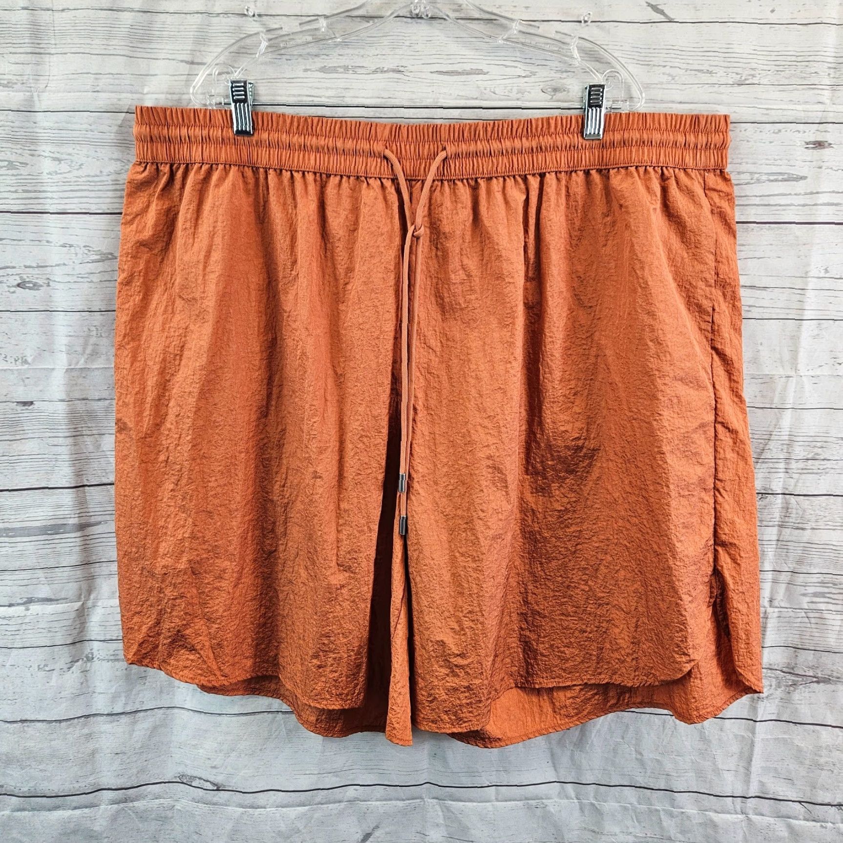 Vintage Future Collective Womens Shorts 2X Solid Orange Drawstring Nylon Pull On Size 40" / US 18 - 2 Thumbnail