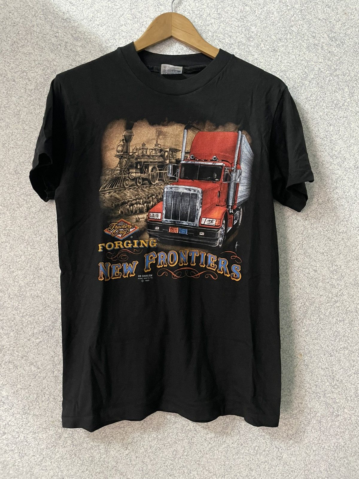 Harley Davidson Vintage 3D Emblem Truckers Only 1989 T-shirt Rare Size US M / EU 48-50 / 2 - 1 Thumbnail