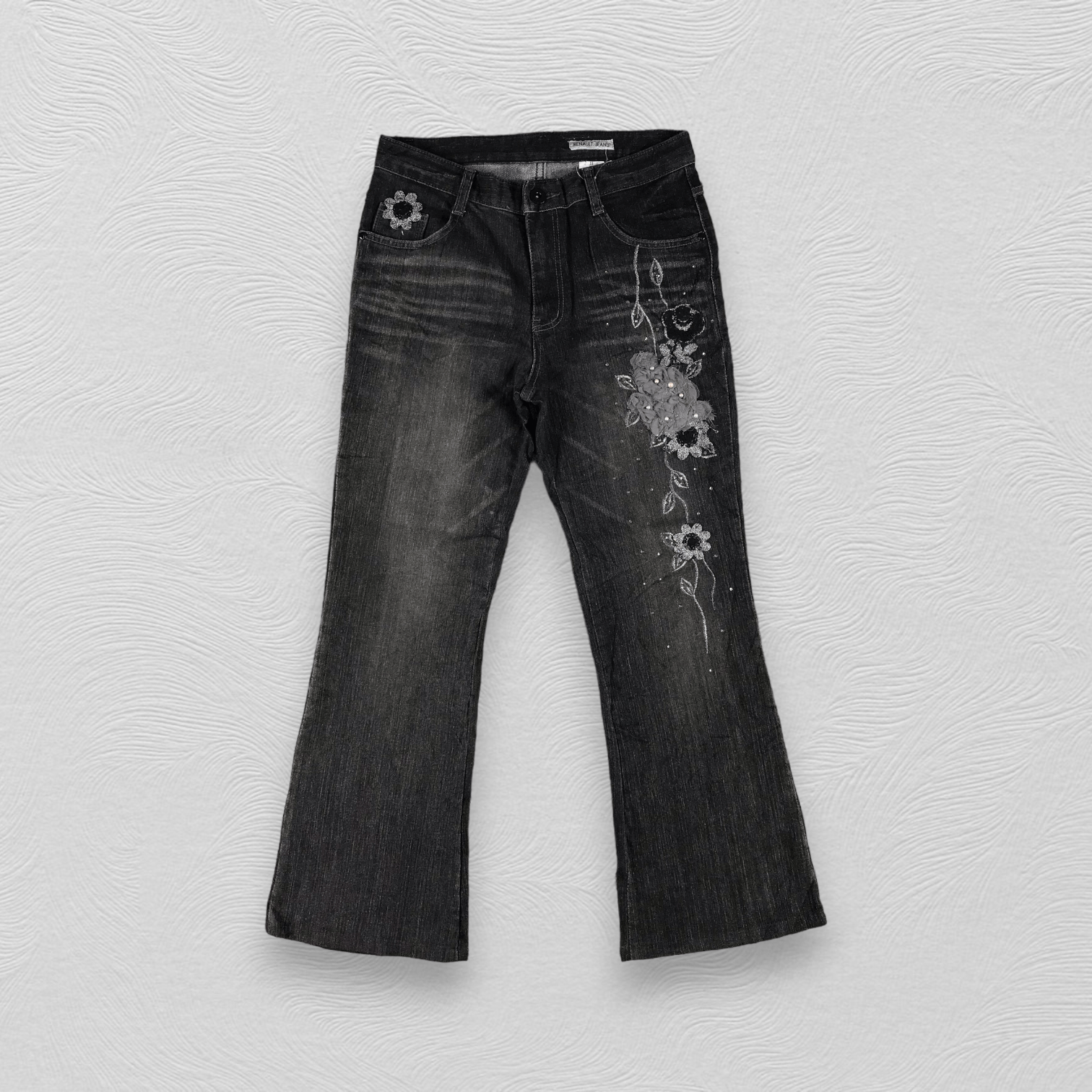 Japanese Brand Renault Jeans Black Flare Denim KJ1346 Size US 29 - 1 Thumbnail