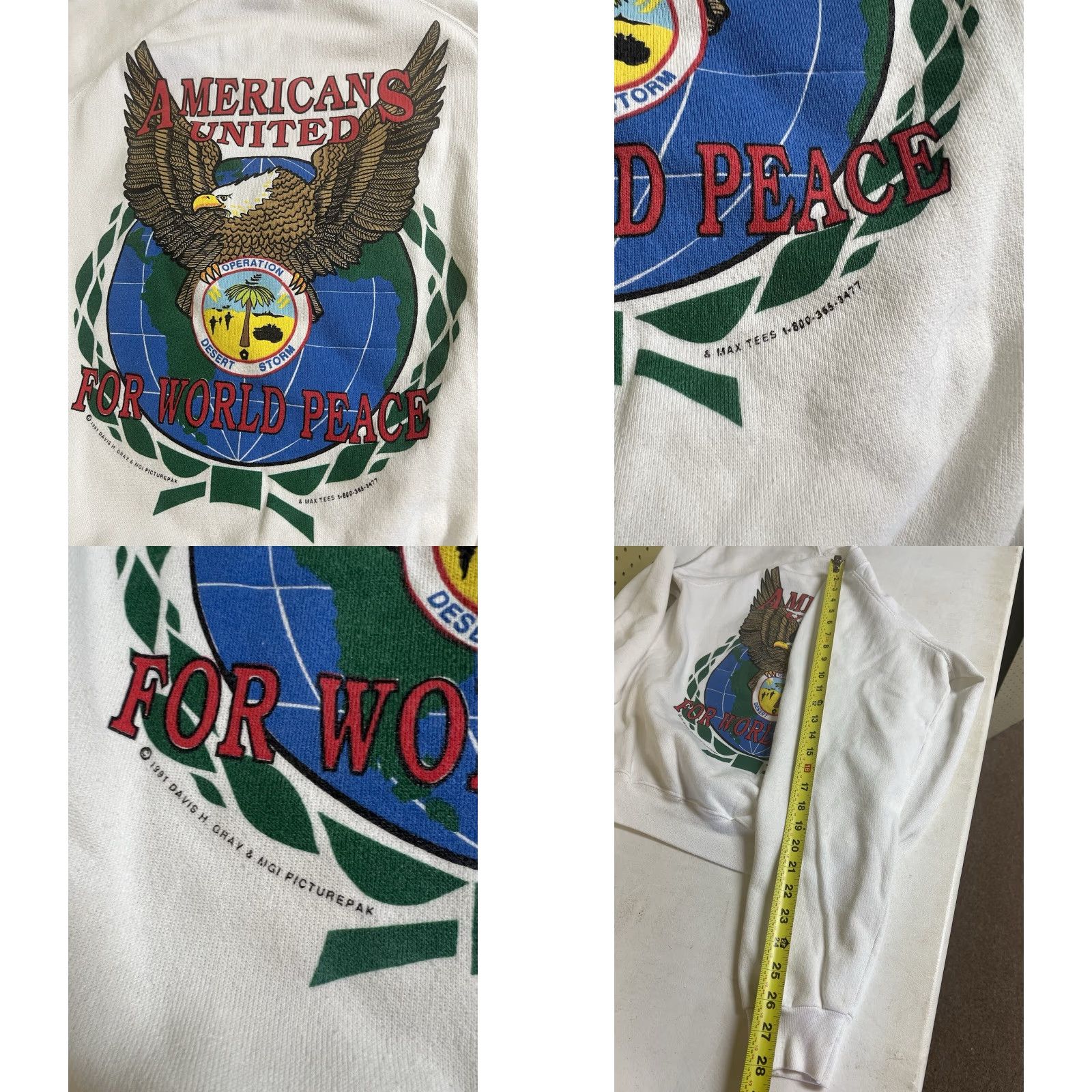 Hanes VINTAGE Hanes Sweatshirt Mens Large White Crewneck Operation Desert Storm 90's Size US L / EU 52-54 / 3 - 8 Thumbnail