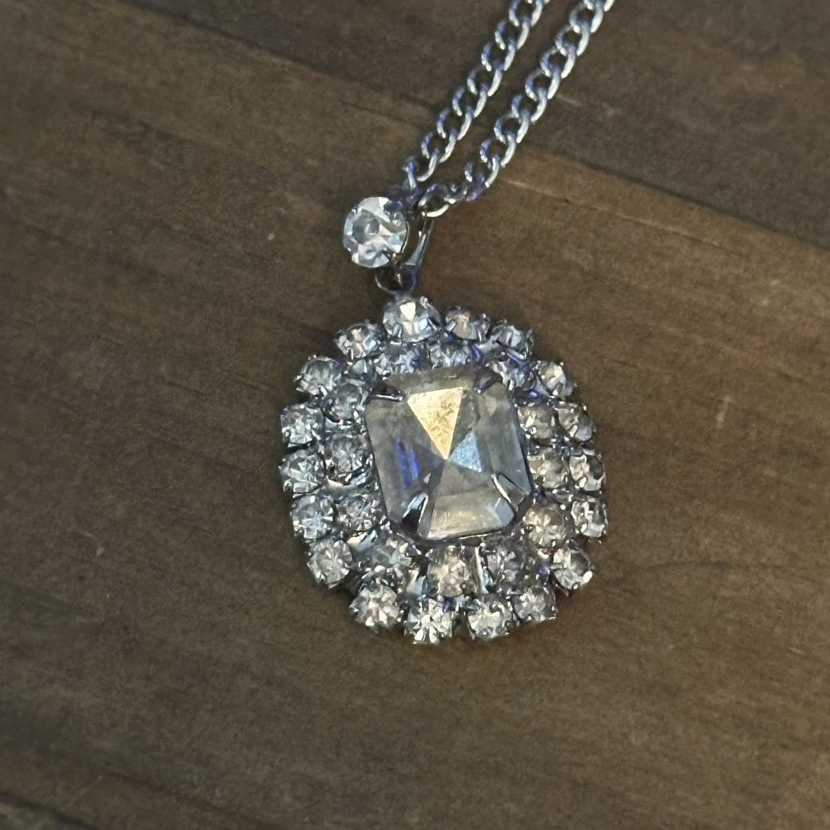 Vintage Vintage silver tone simulated diamonds pendant necklace Size ONE SIZE - 3 Thumbnail