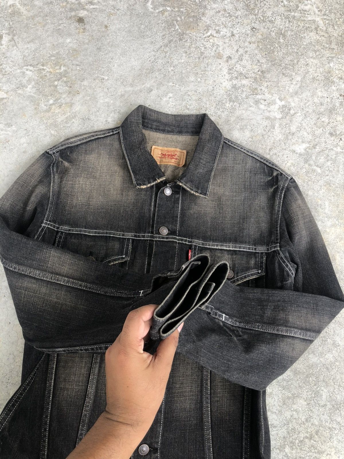 Levi's Y2k Levi’s Denim Jacket Mud Wash Distressed Size US L / EU 52-54 / 3 - 16 Thumbnail