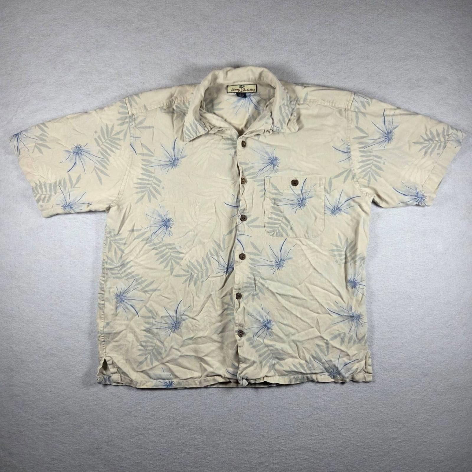 Tommy Bahama Tommy Bahama Men L Cream Tropical Leaf Print 100% Silk Size US L / EU 52-54 / 3 - 1 Thumbnail