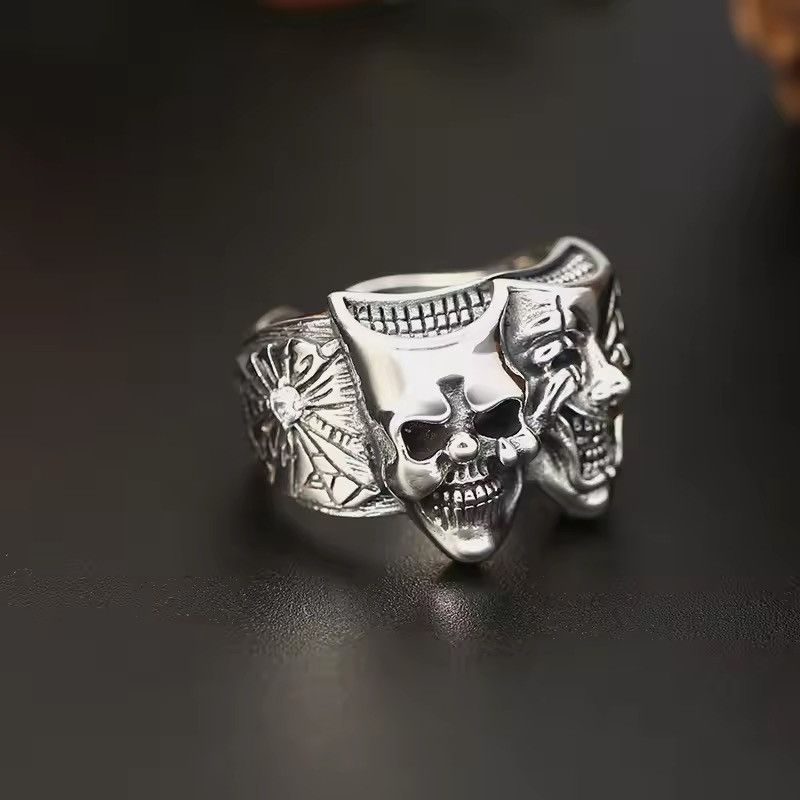Jewelry × Vintage Gothic Two Face Joker Adjustable Ring Size ONE SIZE - 2 Thumbnail