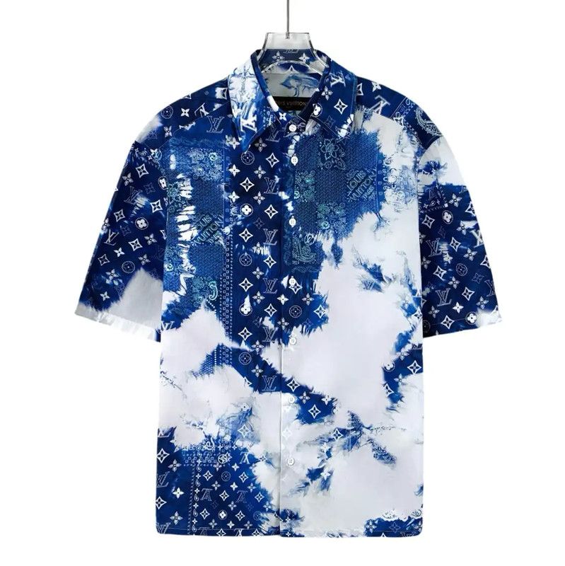 Louis Vuitton Blue Cotton Short-Sleeve Shirt 0089