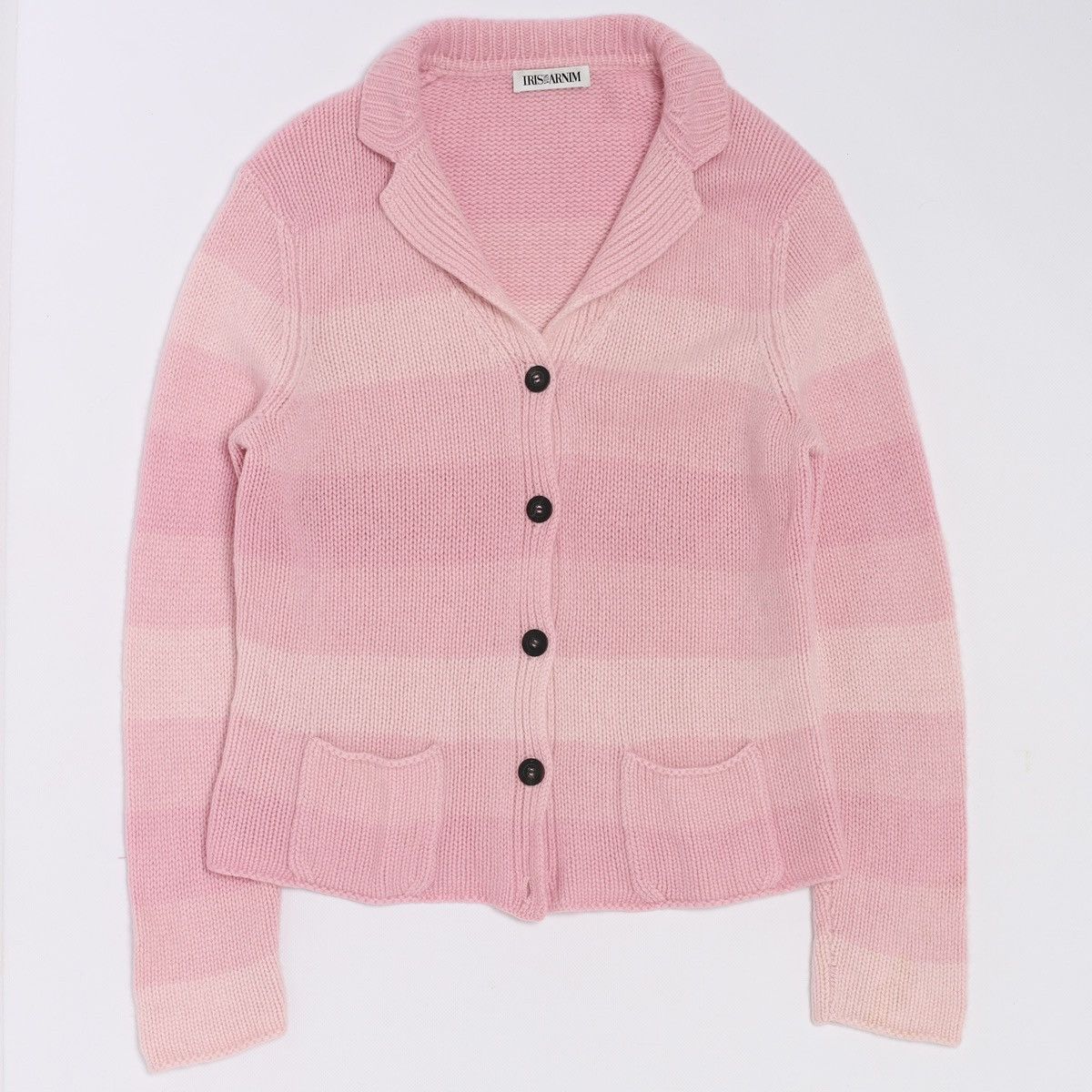 Iris Von Arnim Cashmere Striped Pink Cardigan Sweater