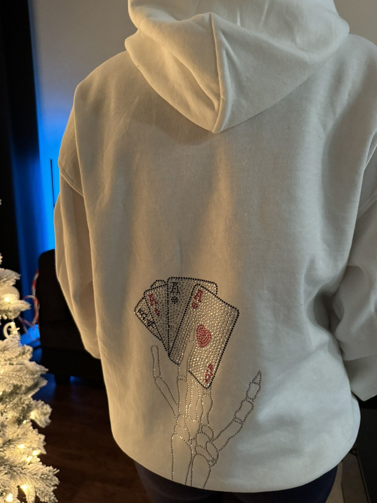 Vintage Rhinestones Poker Cards Cross Vintage Hoodie Size US M / EU 48-50 / 2 - 1 Thumbnail