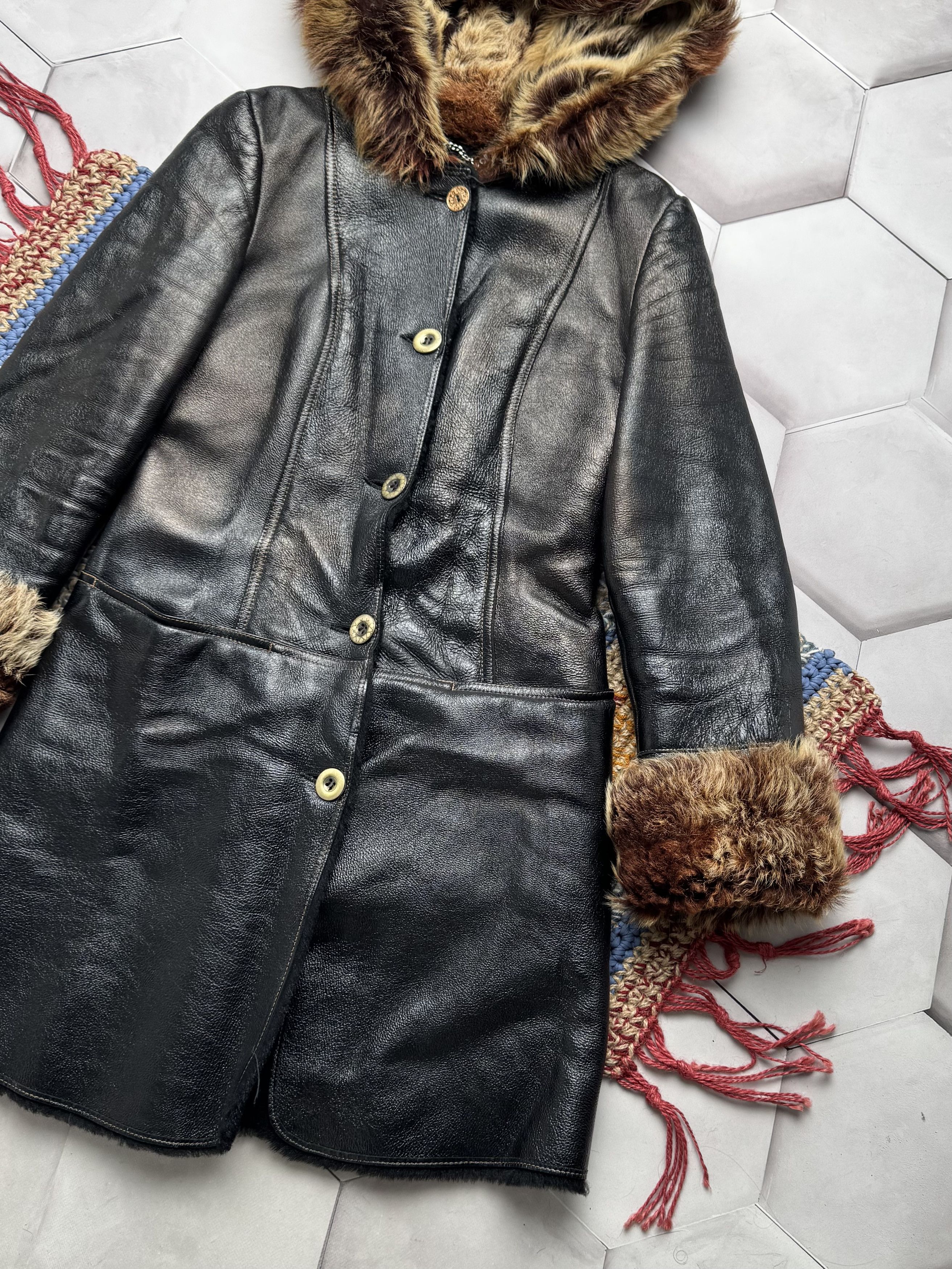 Japanese Brand Vintage Real Sheepskin Hooded Coat (E4) Size S / US 4 / IT 40 - 4 Thumbnail