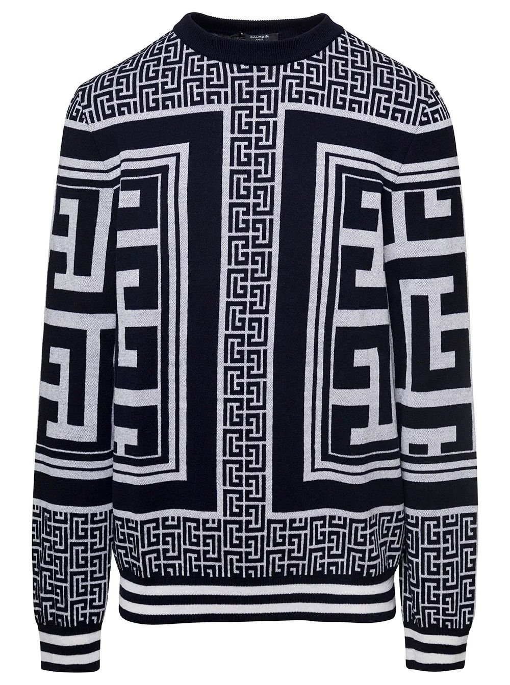 Balmain o1w1db10624 Maxi Monogram Scarf Sweater in Black Size XXL / US 16-18 / IT 52-54 - 1 Thumbnail