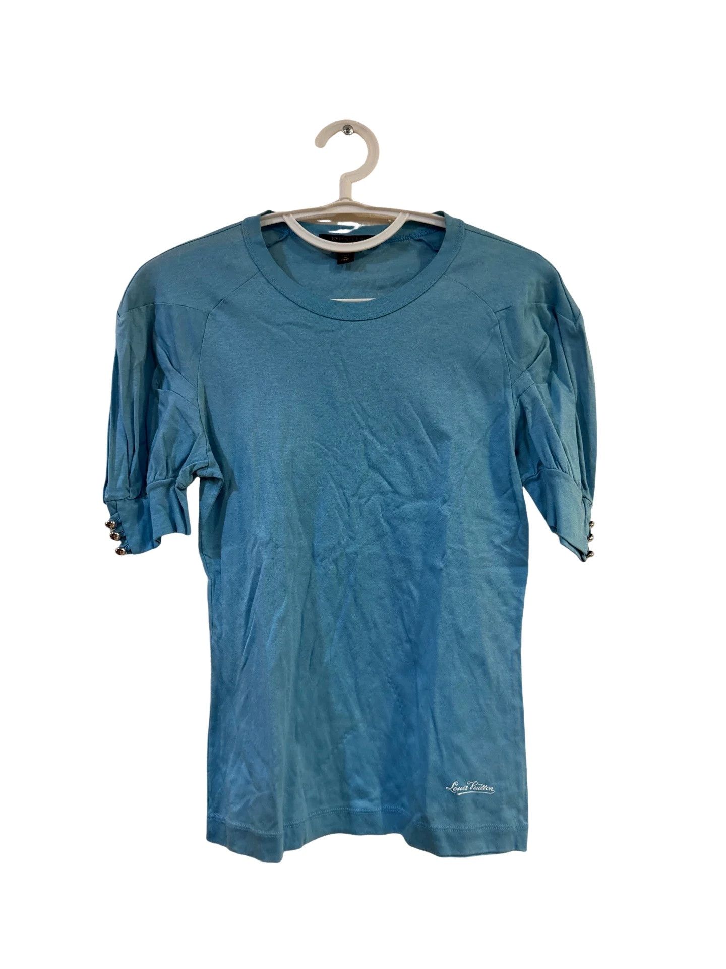 Louis Vuitton Louis Vuitton Blue Gathered Short Sleeve T-Shirt S Size S / US 4 / IT 40 - 1 Thumbnail