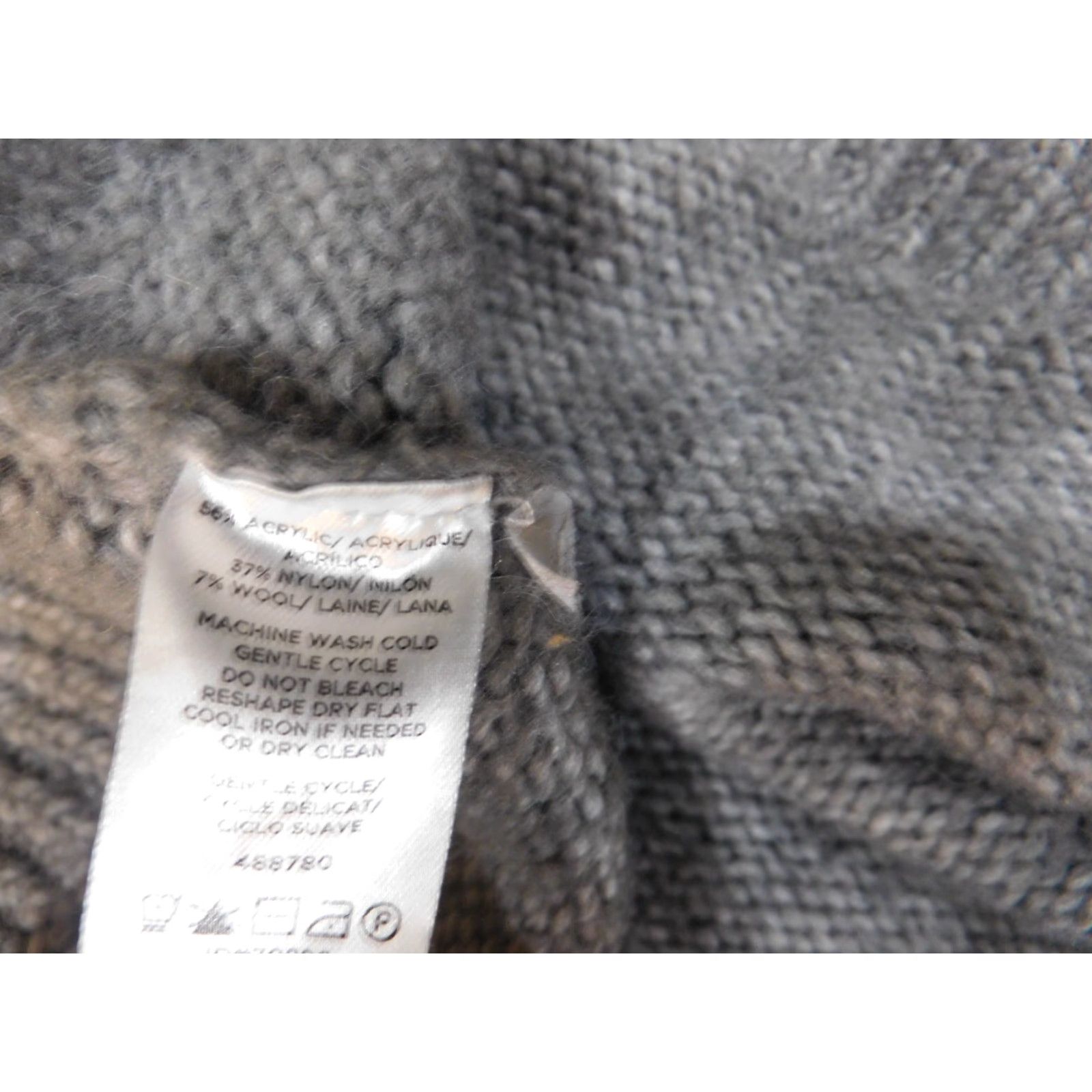 Loft LOFT Geometric Knit Pullover Sweater Medium Gray Wool Acrylic Rib Knit Long Sleeve High Neck Womens Regular Size M Size M / US 6-8 / IT 42-44 - 5 Thumbnail