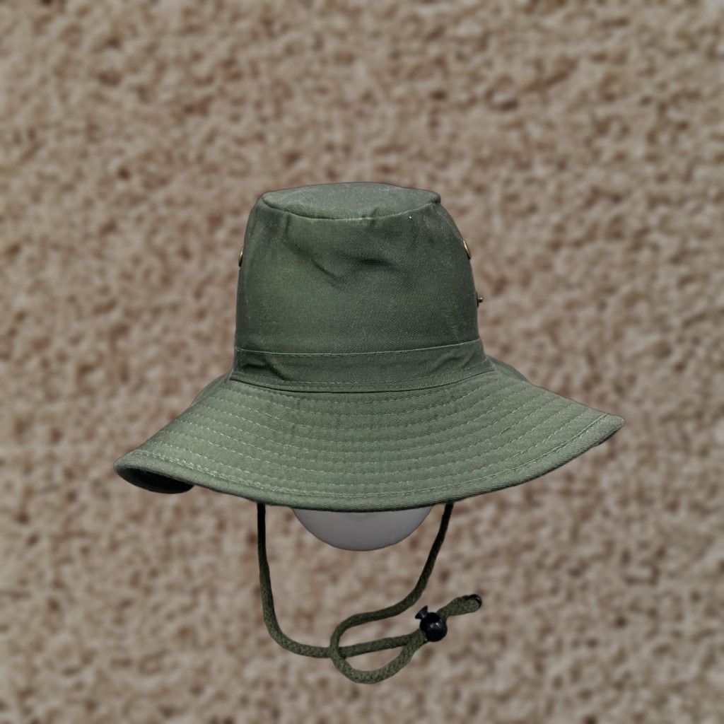 Vintage Unbranded Green Bucket Hat Adult Medium 100% Cotton Neck Flap Outdoor Fishing Camping Travel Unisex Size ONE SIZE - 1 Thumbnail