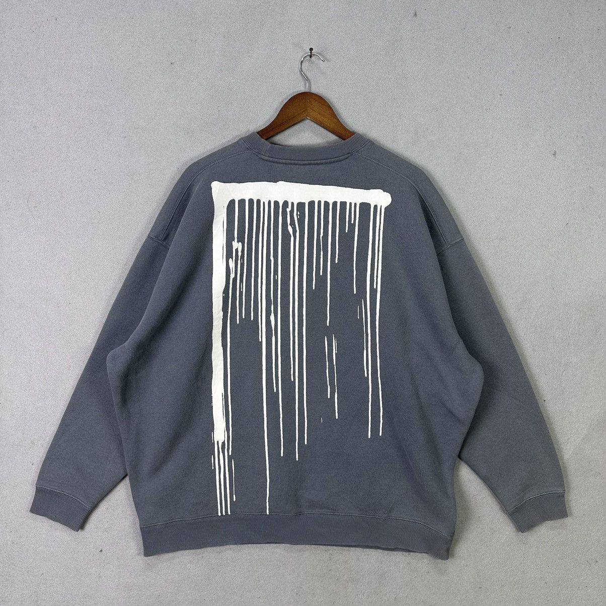 Japanese Brand Silas Krink Graphic Sweatshirt Grey Paint Drip Print Size US L / EU 52-54 / 3 - 4 Thumbnail
