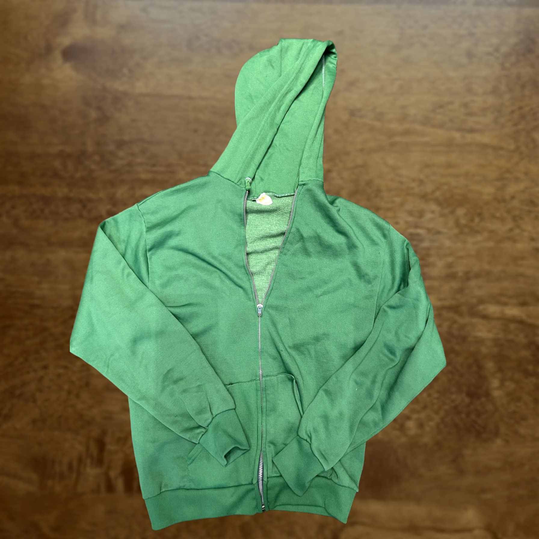 Ford VINTAGE Spring Ford Hoodie Mens Small Green Full Zip Fleece Sweatshirt 80s Blank Zip Hoodie (Mens) Size US S / EU 44-46 / 1 - 1 Thumbnail