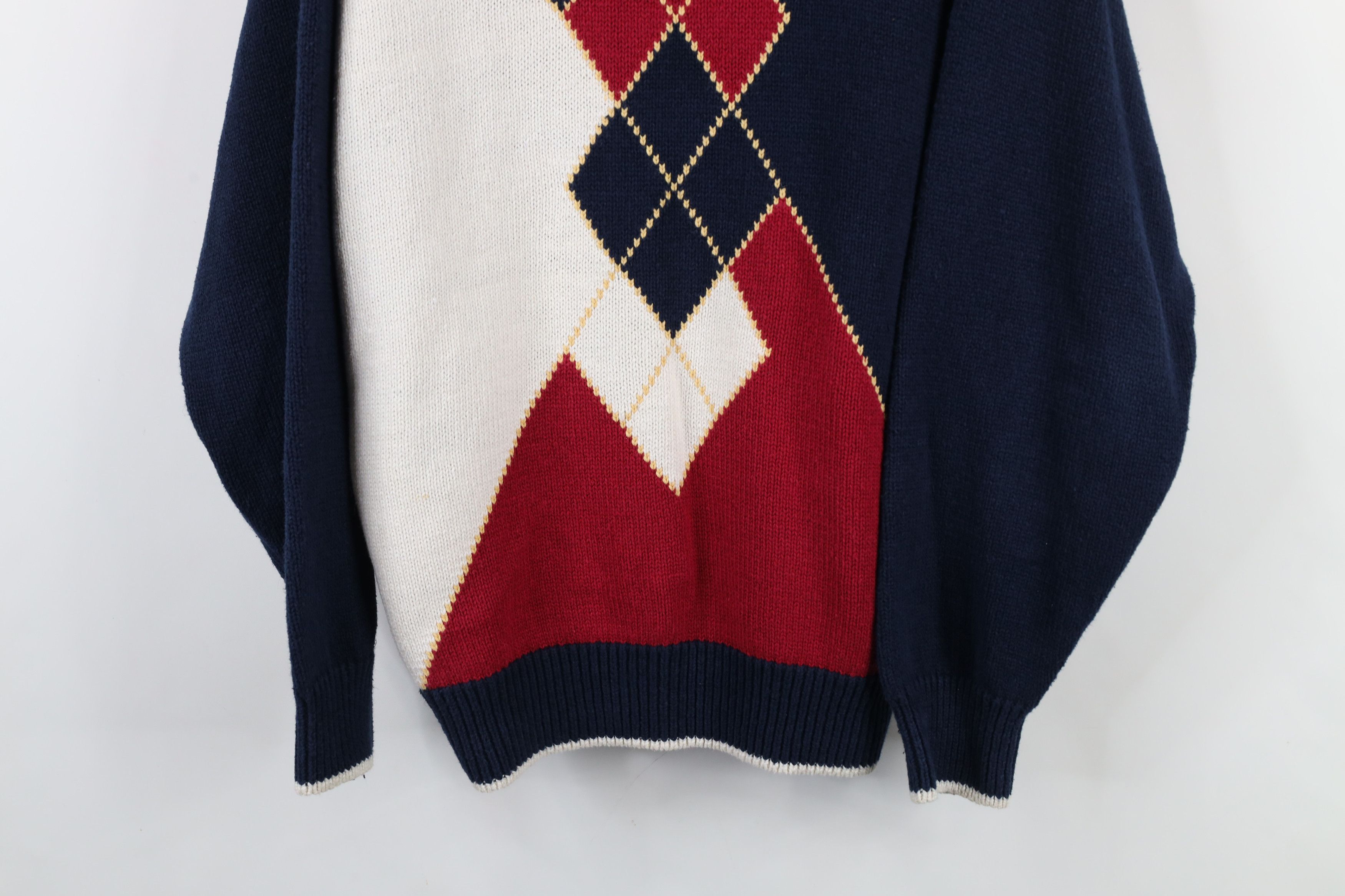 Vintage Vintage 90s Streetwear Argyle Diamond Knit Crewneck Sweater Size US L / EU 52-54 / 3 - 3 Thumbnail