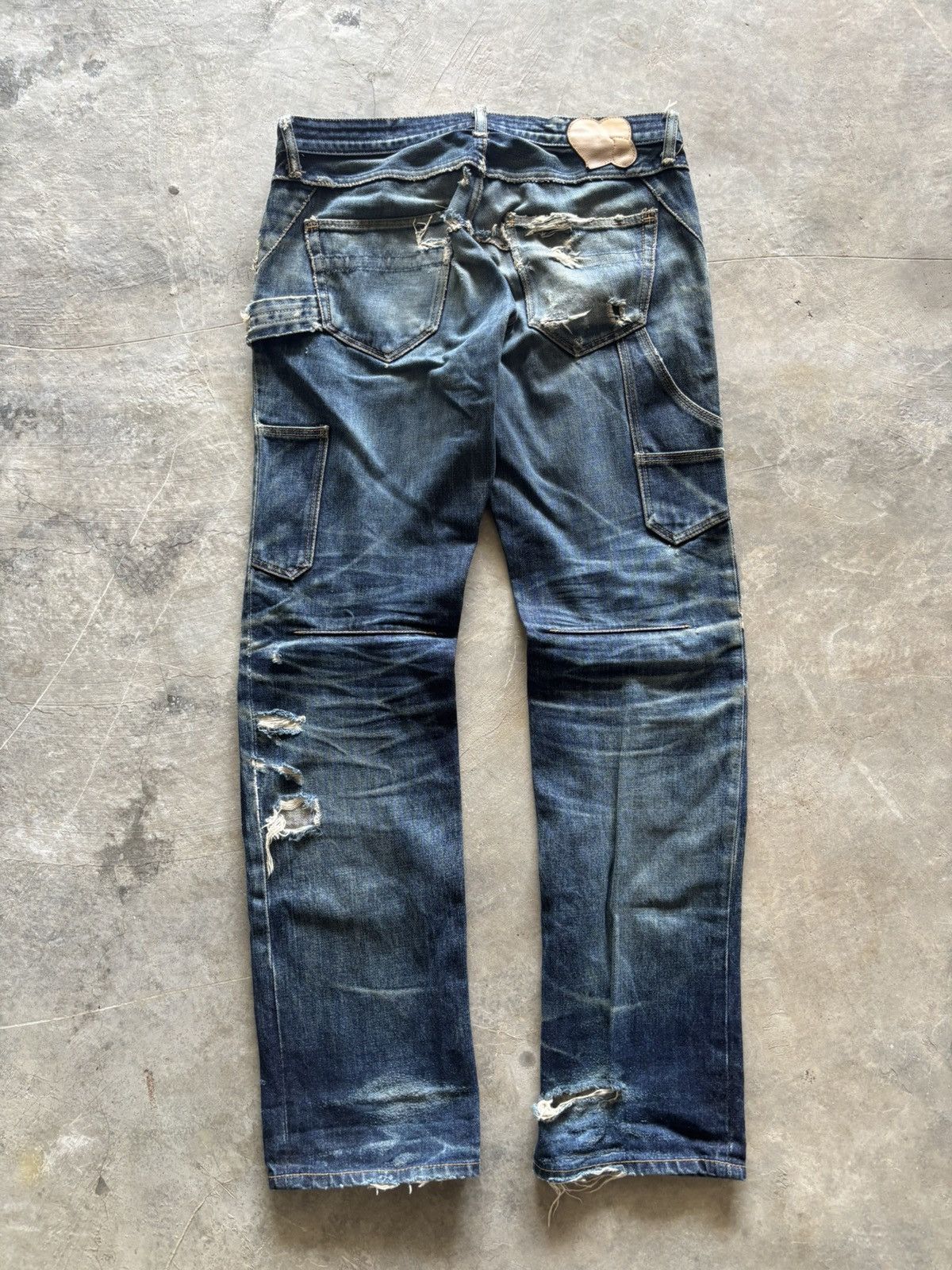 Number (N)ine DISTRESSED NUMBER (N)INE BIRDS DOUBLE KNEE CARPENTER DENIM Size US 32 / EU 48 - 16 Thumbnail