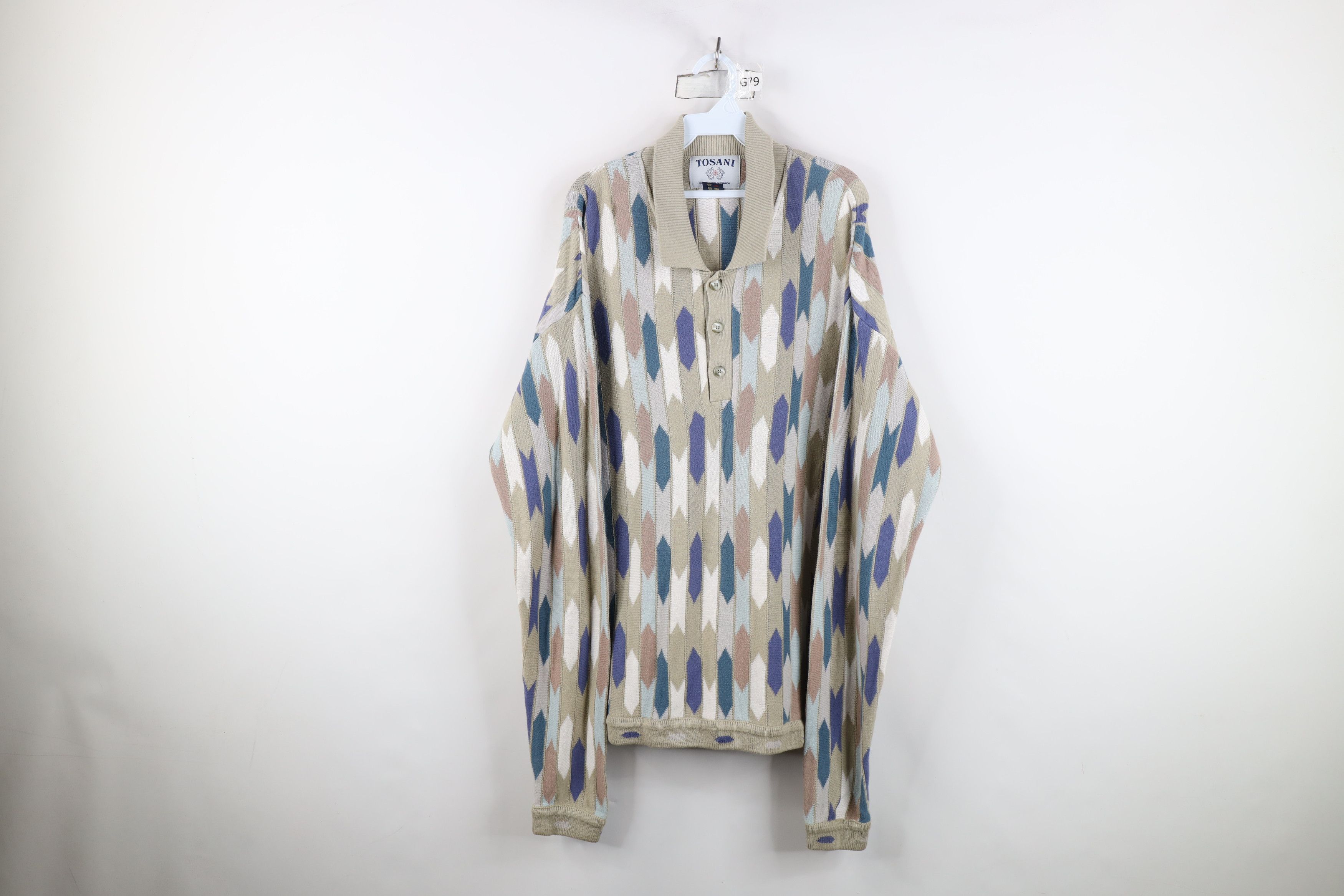 Vintage Vintage 90s Coogi Style Rainbow Striped Collared Sweater Size US M / EU 48-50 / 2 - 1 Thumbnail