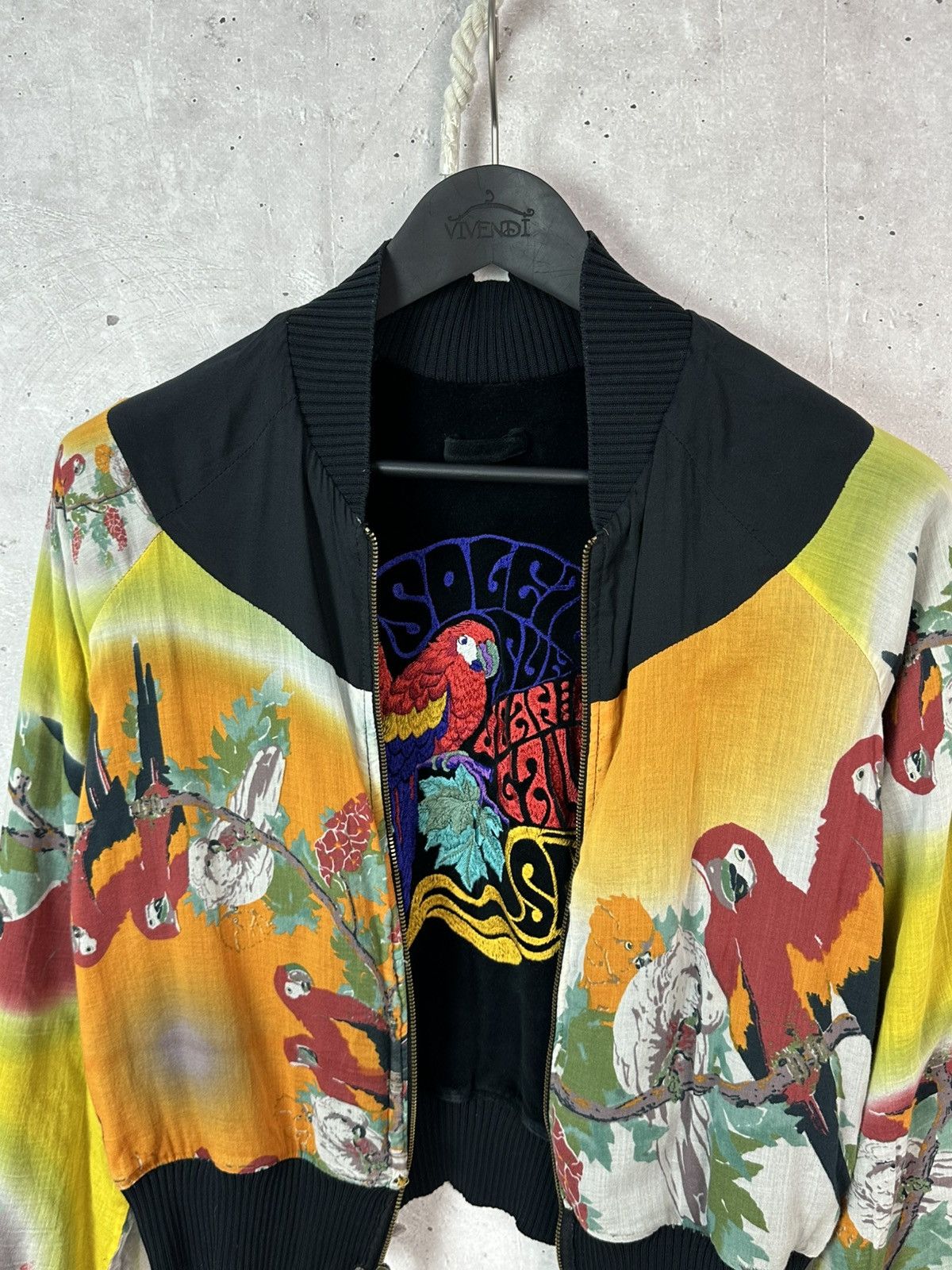 Vintage Jean Paul Gaultier Soleil Vintage Parrots Velour WMNS Bomber Size L / US 10 / IT 46 - 14 Thumbnail