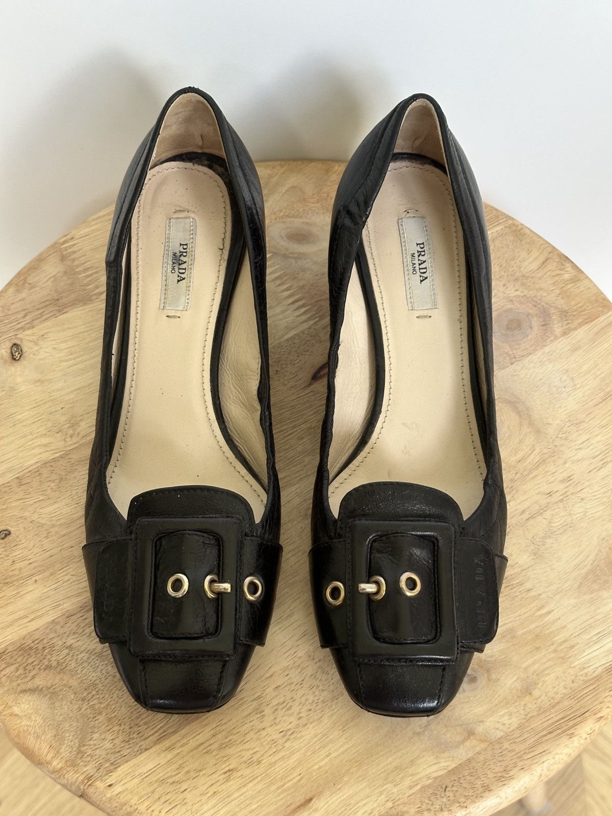 Designer × Prada Prada Leather Black pumps Size US 7.5 / IT 37.5 - 8 Thumbnail