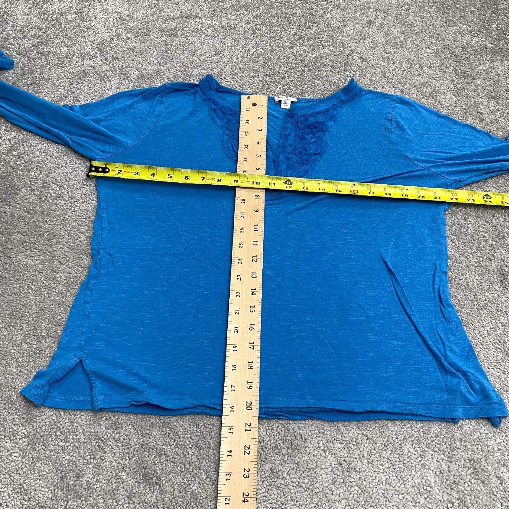 Nine West Nine West Blouse Womens XL Solid Blue V-neck Long Sleeve Casual Soft Stretch Top Size XL / US 12-14 / IT 48-50 - 6 Thumbnail