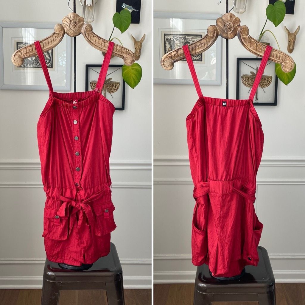 Other Vintage Y2K Apple Bottoms Red Satin Romper Removable Straps Size US 28 / EU 44 - 1 Thumbnail
