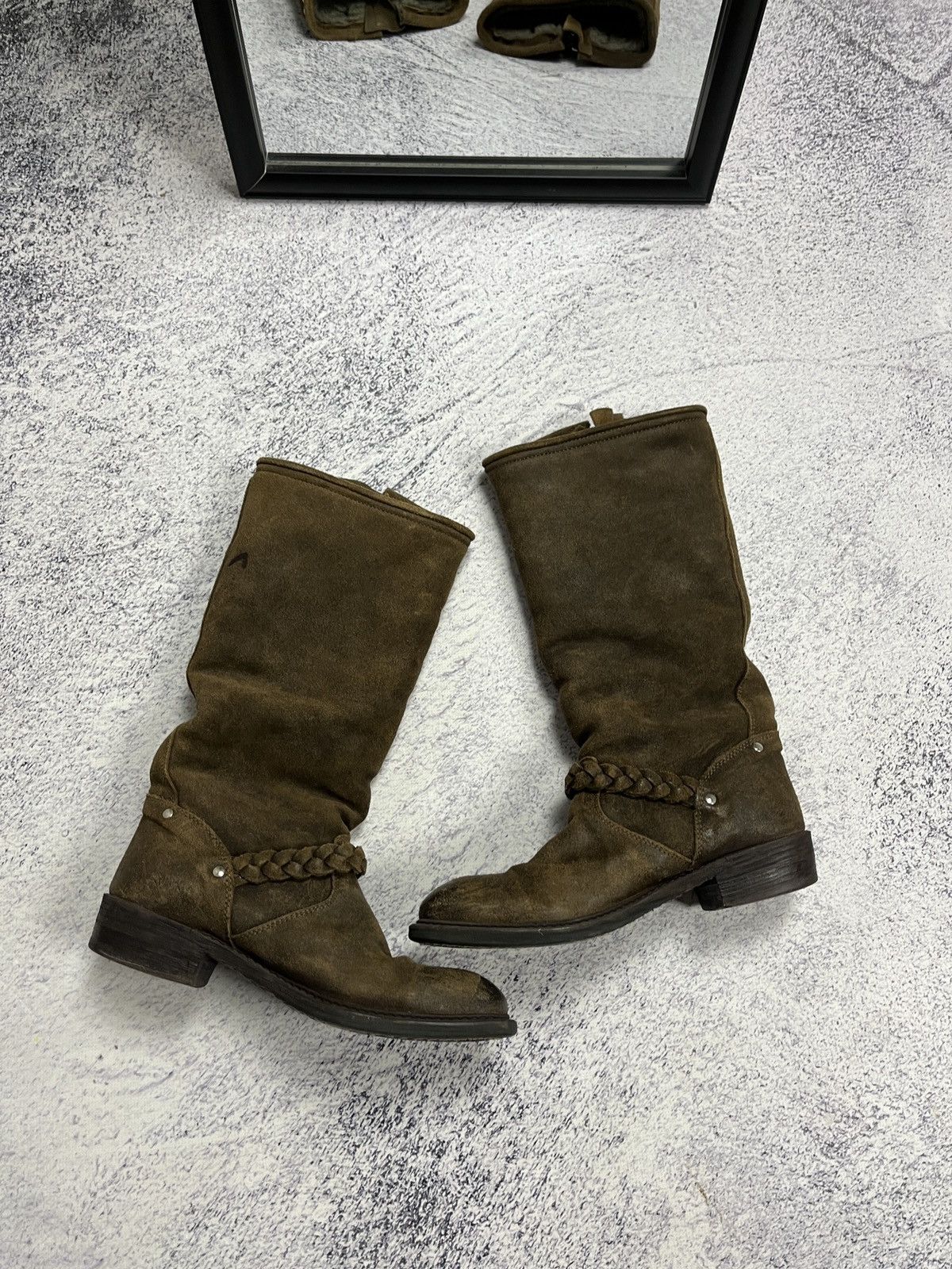 Golden Goose Golden Goose DB Brown Suede Racing Biker Moto Boots Rare Y2K Size US 7 / IT 37 - 8 Thumbnail