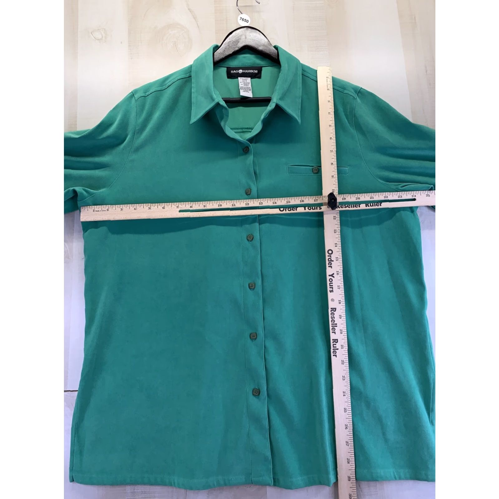 Vintage Sag Harbor Shirt Womens Button Front Stretch Moleskin Green Lilly Pad SZ 14 NWT- Size XL / US 12-14 / IT 48-50 - 3 Thumbnail