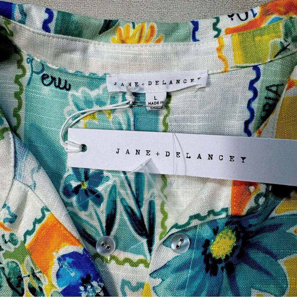 Other NWT New Jane and Delancey Post Stamps Rayon Linen Short Sle Size L / US 10 / IT 46 - 8 Thumbnail
