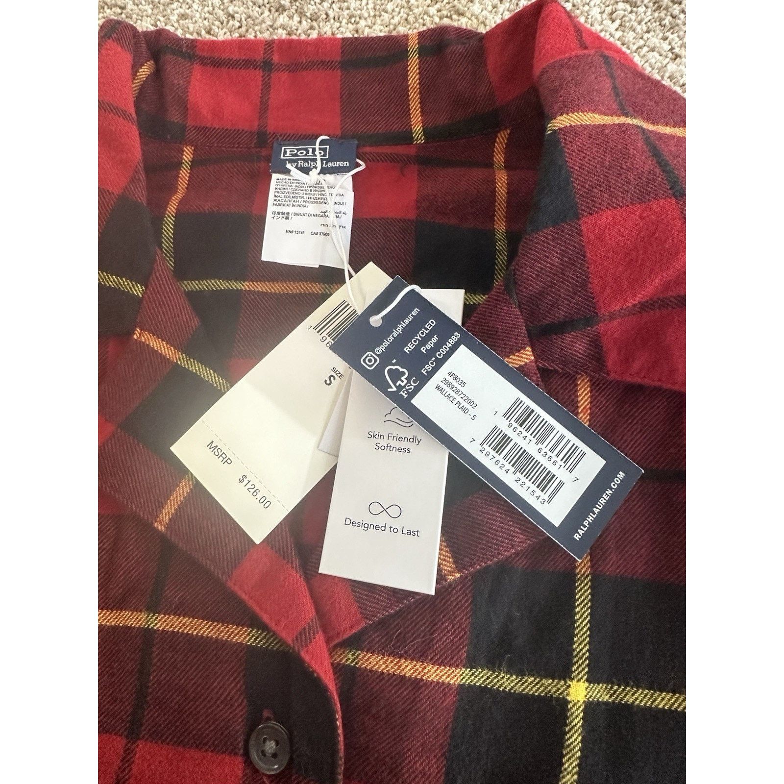 Lauren Ralph Lauren NWT NEW Lauren Ralph Lauren Flannel Plaid Pajama S Size ONE SIZE - 5 Thumbnail